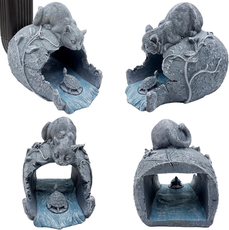 Euiroet Real Cat Sculpture Gutter Downspout Extender, Eco-Friendly Resin Garden Animal Statue, Decorative Gutter Extension Downspout, Outdoor Decor Ornament, Splash Block, Perfect for 3"x4" Downspouts - Image 2